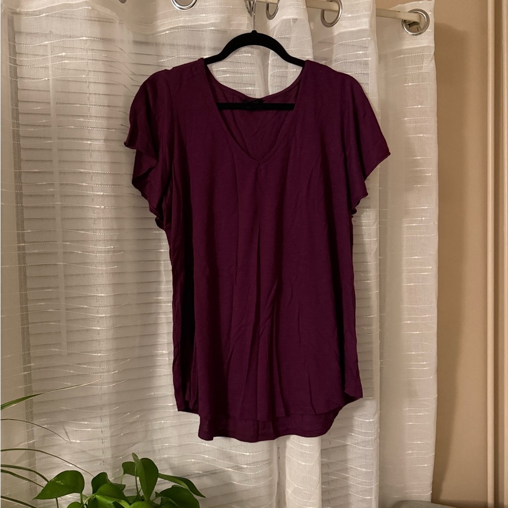 Torrid Deep Purple Short Sleeve V-Neck Top